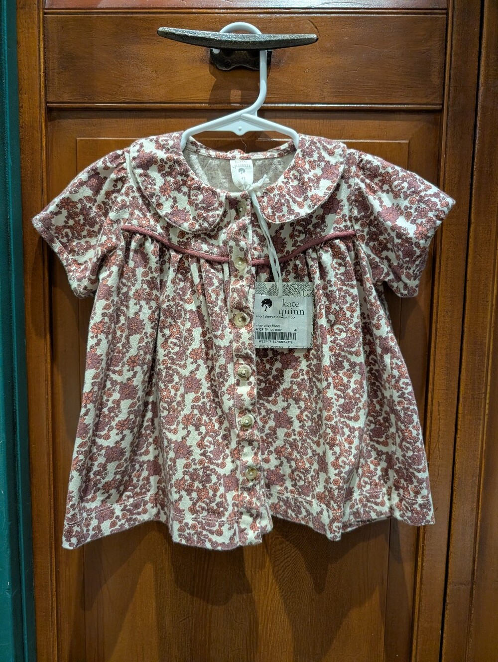 Kate Quinn Short Sleeve Cowgirl Top Clay Ditsy Floral 4T